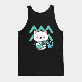 Aquarius Zodiac Cat Tank Top